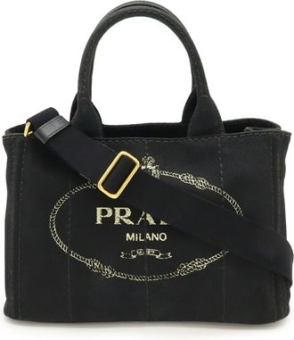 Prada Canapa Black Nero Canapa Shoulder Bag Tote Bag (Pre-Owned)