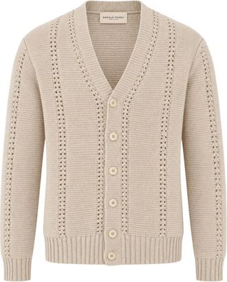 Daniele Fiesoli V-hals Vest - Heren - V-hals truien - Beige - XL - Wol - Truien & Vesten