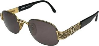 Fendi Pre-owned Vintage Metalen Zonnebril - Dames - Vintage Accessoires - Zwart - ONE Size - Vintage