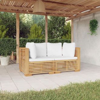 vidaXL Vidaxl - Sof&aacute; Esquina Jard&iacute;n Con Cojines 2 Piezas Madera Maciza Teca