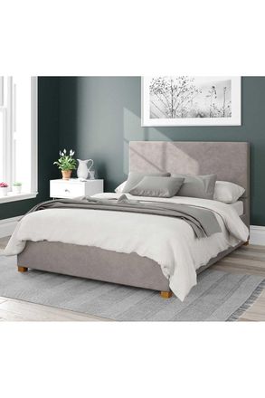 Aspire Home Accents Garland Upholstered Ottoman Storage Bed, Plush Velvet Fabric in Silver | Size: Double