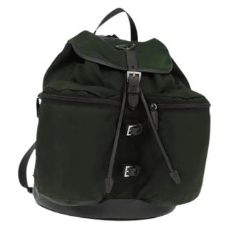 Prada Pre-owned Backpacks, female, Green, Size: ONE SIZE Pre-owned Vintage Nylon Backpack