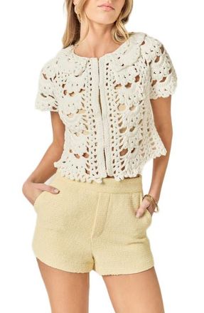 English Factory Crochet Crop Cardigan in White at Nordstrom, Size X-Small