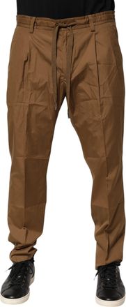 Dolce & Gabbana Brown Cotton Chino Mid Waist Men Jogger Mens Pants (Pre-Owned)