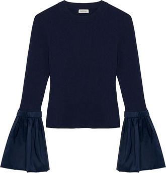 SIMKHAI Agata taffeta gebreide top - Blauw