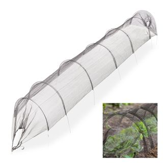 Relaxdays Rete A Tunnel Da 3,3 M Per Orto, Protezione Da Insetti E Parassiti, Maglie Strette, Con Archetti, Nero - Relaxdays