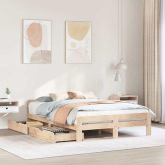 vidaXL Estructura De Cama Sin Colch&oacute;n Madera De Pino Blanco 150x200 Cm Vidaxl