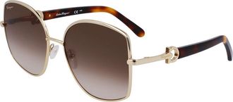 Ferragamo Gold Metal Womens Sunglasses