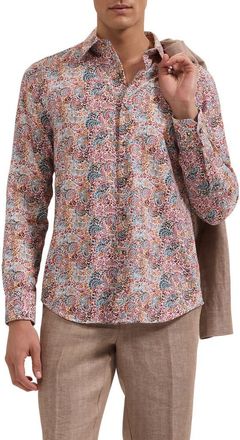 Bugatchi Julian Shaped Fit Paisley Cotton Button-Up Shirt in Sienna at Nordstrom, Size Xxx-Large