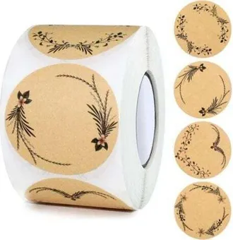 OEM 500 Etiquetas Redondas Autoadhesivas De Papel Kraft (marr&oacute;n), 5 Cm, Ideales Para Mermeladas, Regalos, Sobres, Reposter&iacute;a, Especias Y Tarros