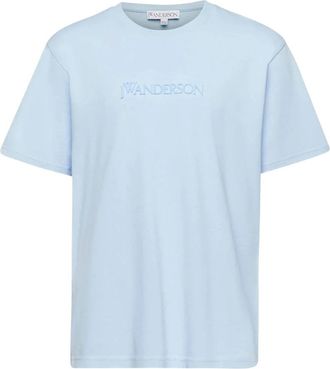 J.W.Anderson T-Shirt met Logo - Dames - T-shirts - Blauw - L - Katoen - Tops