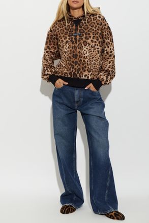 Dolce & Gabbana Cotton Sweatshirt With Animal Motif, Womens, Brown