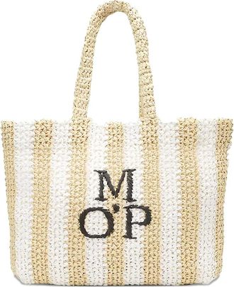Marc O'Polo Runa striped woven tote bag - White