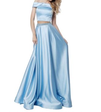 Sherri Hill A-Line Two-Piece Prom Dress In Light Blue