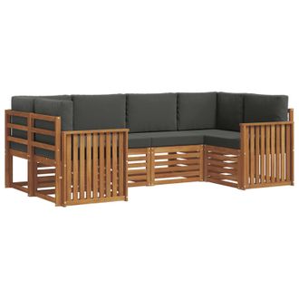 vidaXL Conjunto De Sof&aacute; Seccional Con Coj&iacute;n 6 Pcs Natural Y Antracita Vidaxl