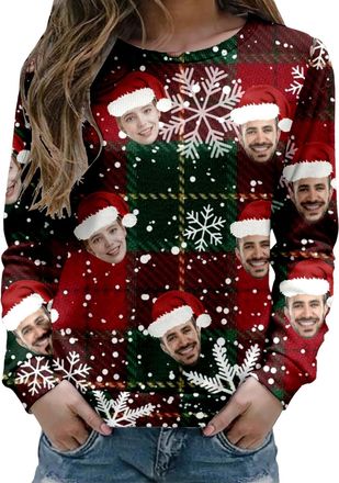 Generic Personalised Xmas Jumper for Men Women, Funny Custom Christmas Jumper with Face Photo Design Own Christmas Jumpers Personalised Sweatshirt Customized 