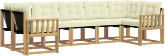 vidaXL Conjunto De Sof&aacute;s De Exterior 7 Uds. Blanco Y Crema Vidaxl