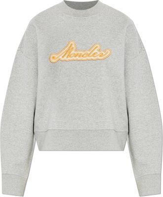 Moncler Logo Sweatshirt - Dames - Sweatshirts - Grijs - XS - Katoen - Hoodies & sweatvesten