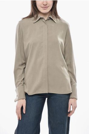 Max Mara SFILATA Silk Shirt CANDIA with Concealed Button Placket size 40
