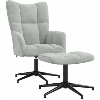 vidaXL Vidaxl - Sill&oacute;n De Relax Con Taburete De Terciopelo Gris Claro