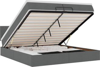 vidaXL Estructura De Cama Otomana Con Colch&oacute;n Gris Oscuro 200x200 Cm