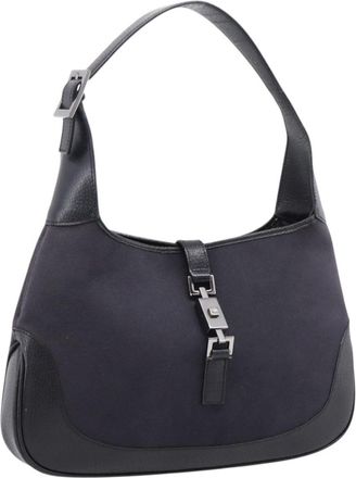 Gucci Vintage Jackie Shoulder Canvas And Leather Black Wool Handbag (Pre-Owned)