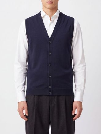 Zanone Gilet in pura lana con scollo a V e chiusura con bottoni