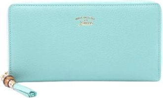 Gucci Pre-owned Bamboo Leather Long Zipper Wallet - Dames - Vintage Accessoires - Blauw - ONE Size - Leer - Vintage