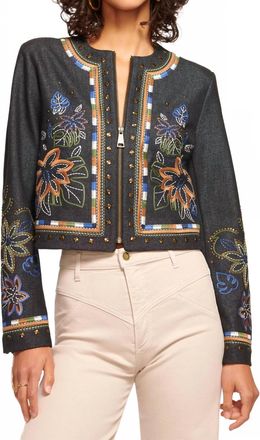 Ramy Brook Mav Embroidered Denim Jacket In Dark Indigo