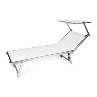 Far Lettino Mare Prendisole Spiaggia Piscina Alluminio Parasole Regolabile Giarino Bianco 530
