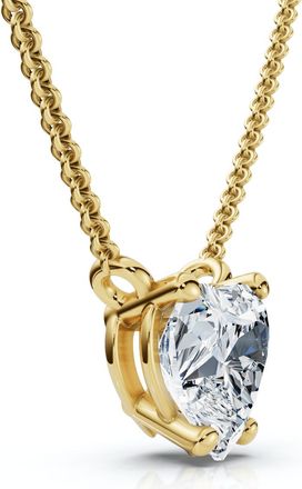 Pompeii3 Certified 3Ct Heart Solitaire Diamond Pendant Necklace 14k Gold Lab Grown