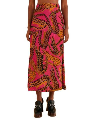 Farm Rio Farm Rio Croco Pink Midi Skirt