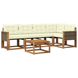 vidaXL Conjunto De Sof&aacute;s De Exterior Con Coj&iacute;n 6 Pcs Natural Y Crema Vidaxl