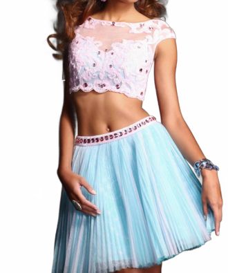 Sherri Hill Womens Pull-On Skirt Set In Pink/blue