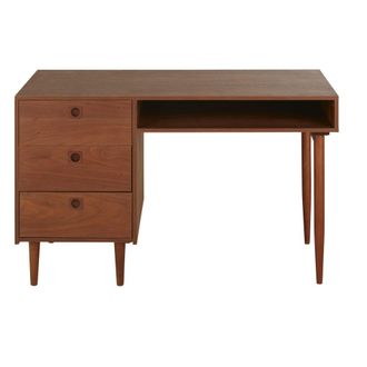 Maisons du monde Escritorio de 3cajones y 1hueco marr&oacute;n oscuro