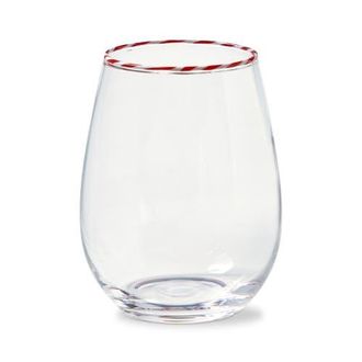 Tag Christmas Peppermint Stripe Stemless Wine Glass Red Multi Borosilicate 3.5x5 in in Clear at Nordstrom