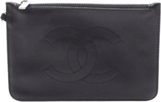 Chanel Pre-owned Vintage Pouch - Dames - Vintage Clutch - Zwart - ONE Size - Leer - Vintage