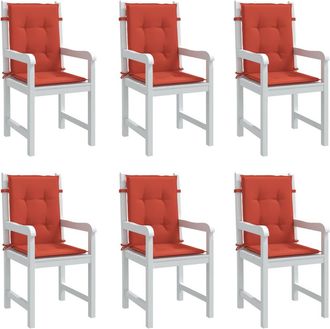 vidaXL Cojines Silla Respaldo Bajo 6 Ud Tela Rojo Melange 100x50x4 Cm Vidaxl