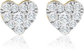 Pompeii3 1/2Ct Heart Shape Diamond Studs Yellow Gold Lab Grown 7mm Womens Earrings