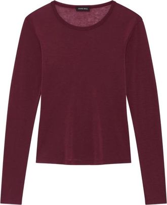 Anine Bing T-shirt met lange mouwen en ronde hals - Dames - Ronde hals truien - Rood - S - Wol - Truien & Vesten
