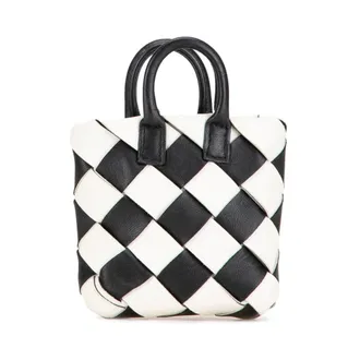 Bottega Veneta Pre-owned Handbags, female, Black, Size: ONE SIZE Pre-owned Nappa Intrecciato Maxi Cabat Bag Charm