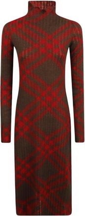 Burberry Long Sleeve Checkered Wool Blend Shift Dress, Size Small