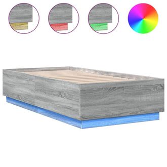 Berkfield Home Bed Frame with LED without Mattress Grey Sonoma 75x190 cm Small Single