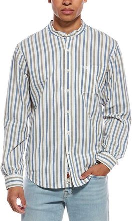 Rowing Blazers Casual Linen-Blend Band Collar Shirt