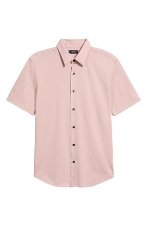 Theory Irving Short Sleeve Button-Up Shirt in Chalk Pink - Vin at Nordstrom, Size Xx-Large