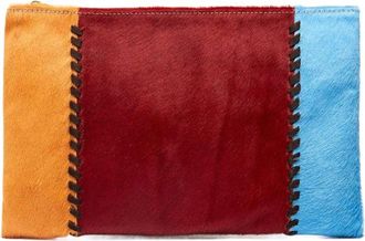 Penelope Chilvers Womens Maxi Pony Whipstitch Clutch In Tan/ Magenta