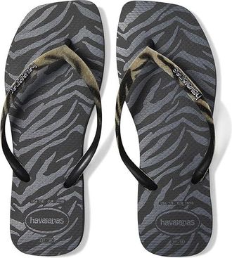Havaianas Slim Square Velvet Sandals Womens Sandals Black : EU 41-42 (US Womens 11-12) M, Rubber