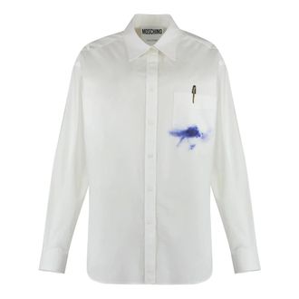Moschino Shirts, female, White, XS, Stretch poplin shirt