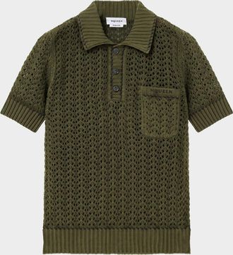 Alexander McQueen Men & apos;s Cotton Crochet Pocket Polo Shirt