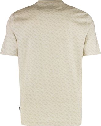 HUGO BOSS Mens Cotton Jacquard T-Shirt Beige T-Shirts And Polos